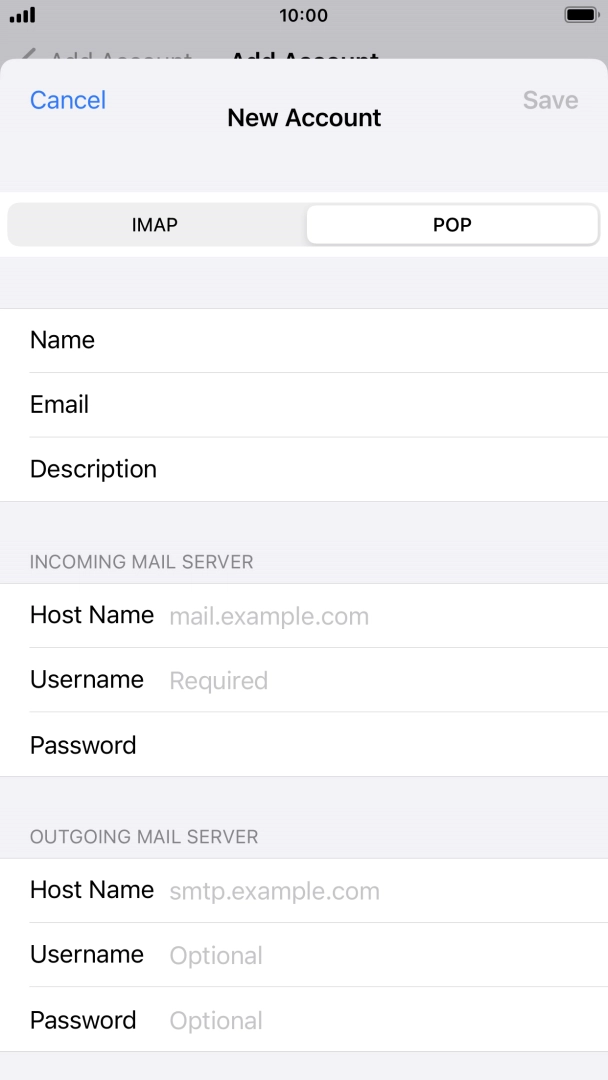 Press Host Name and key in the name of your email provider's incoming server. Press Host Name and key in the name of your email provider's incoming server.