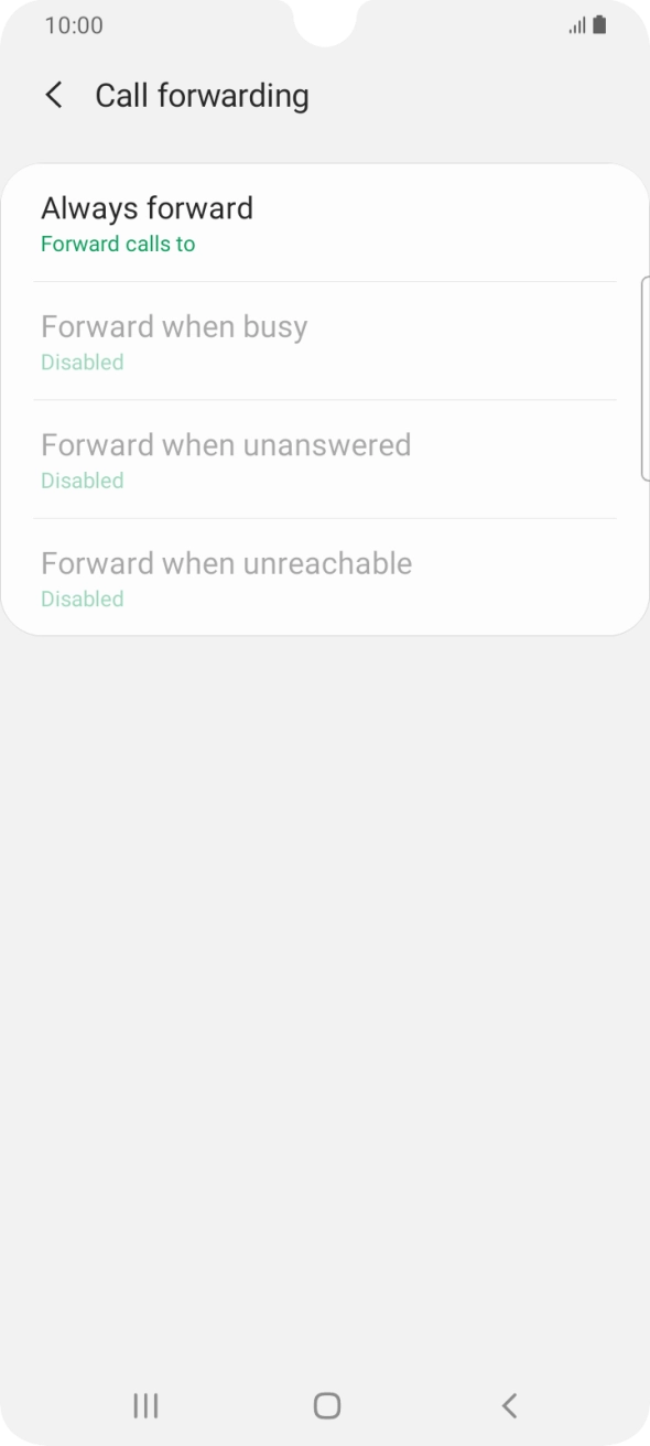 Press the required divert type. Press the required divert type.