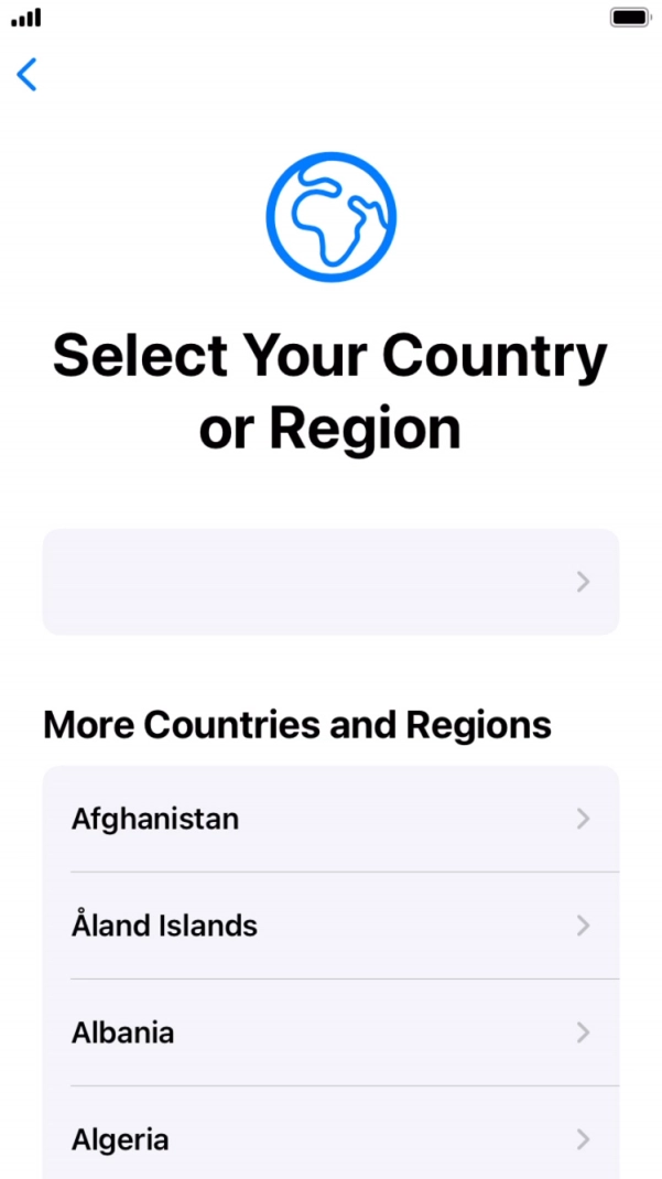 Press the required country or area.