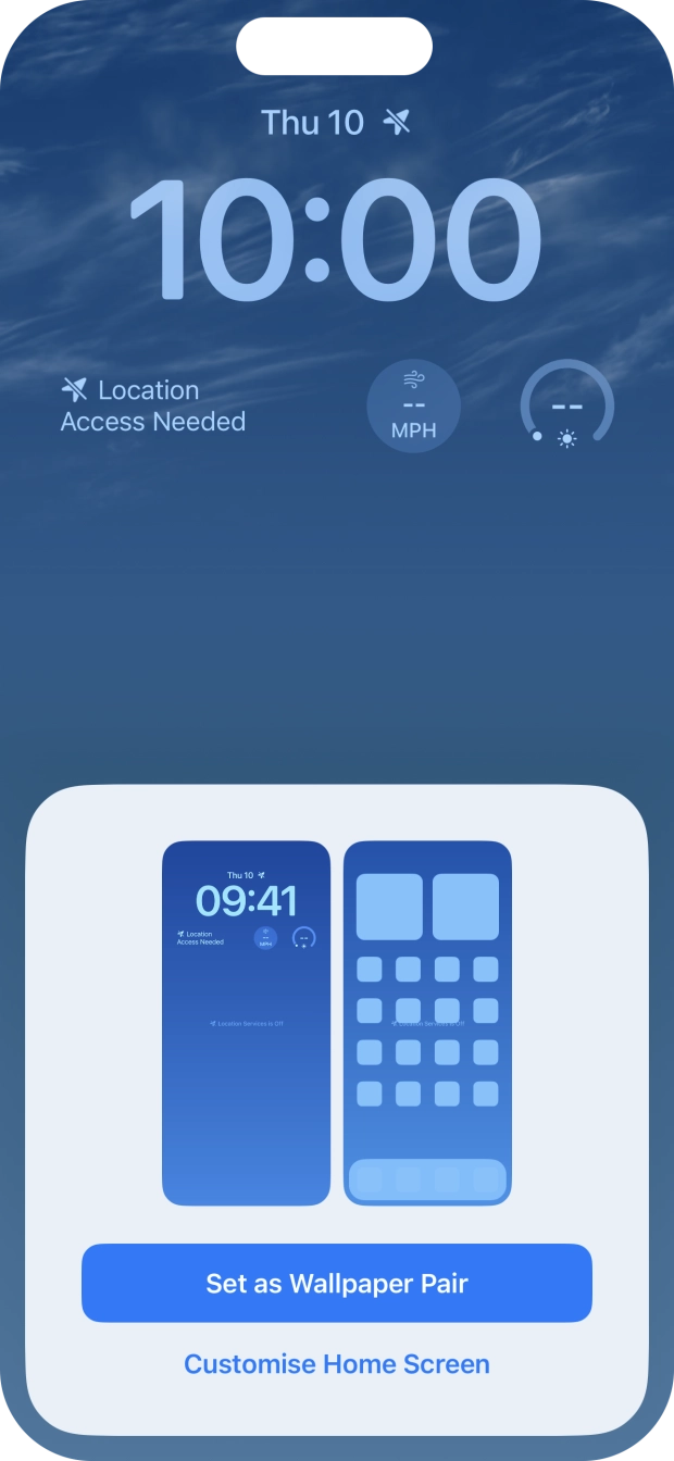 To use the same colour theme on the home screen, press Set as Wallpaper Pair. To use the same colour theme on the home screen, press Set as Wallpaper Pair.