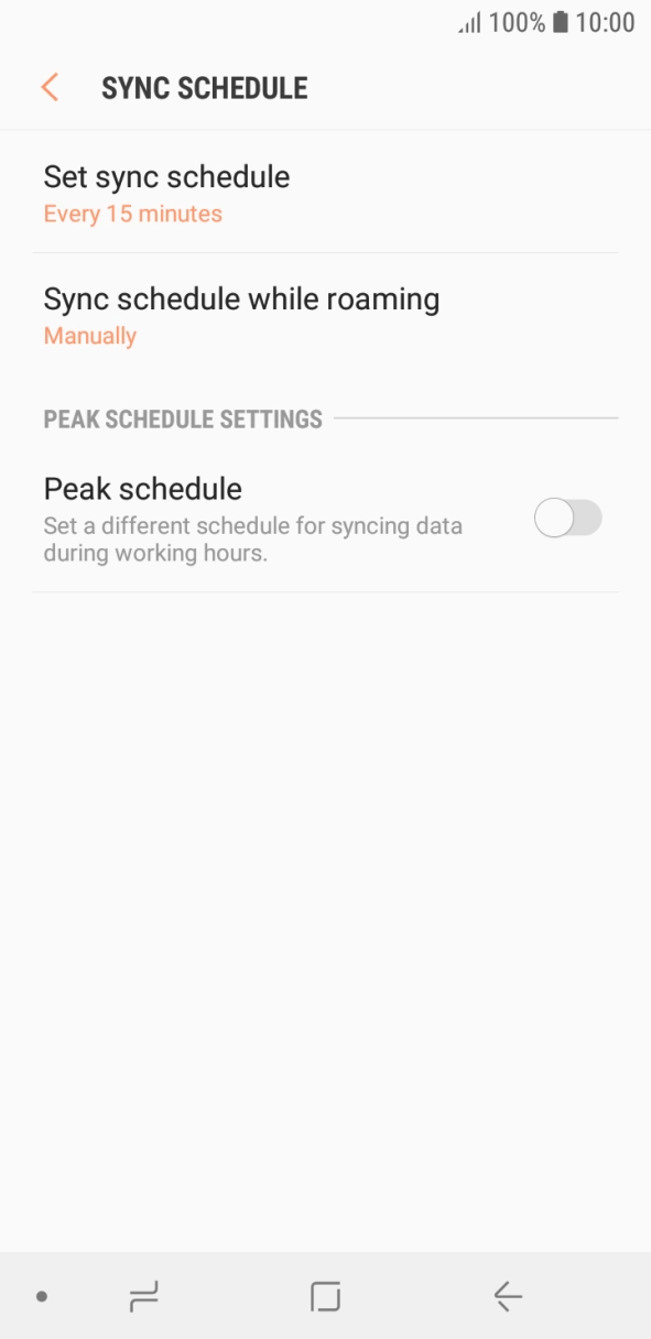Press Set sync schedule. Press Set sync schedule.
