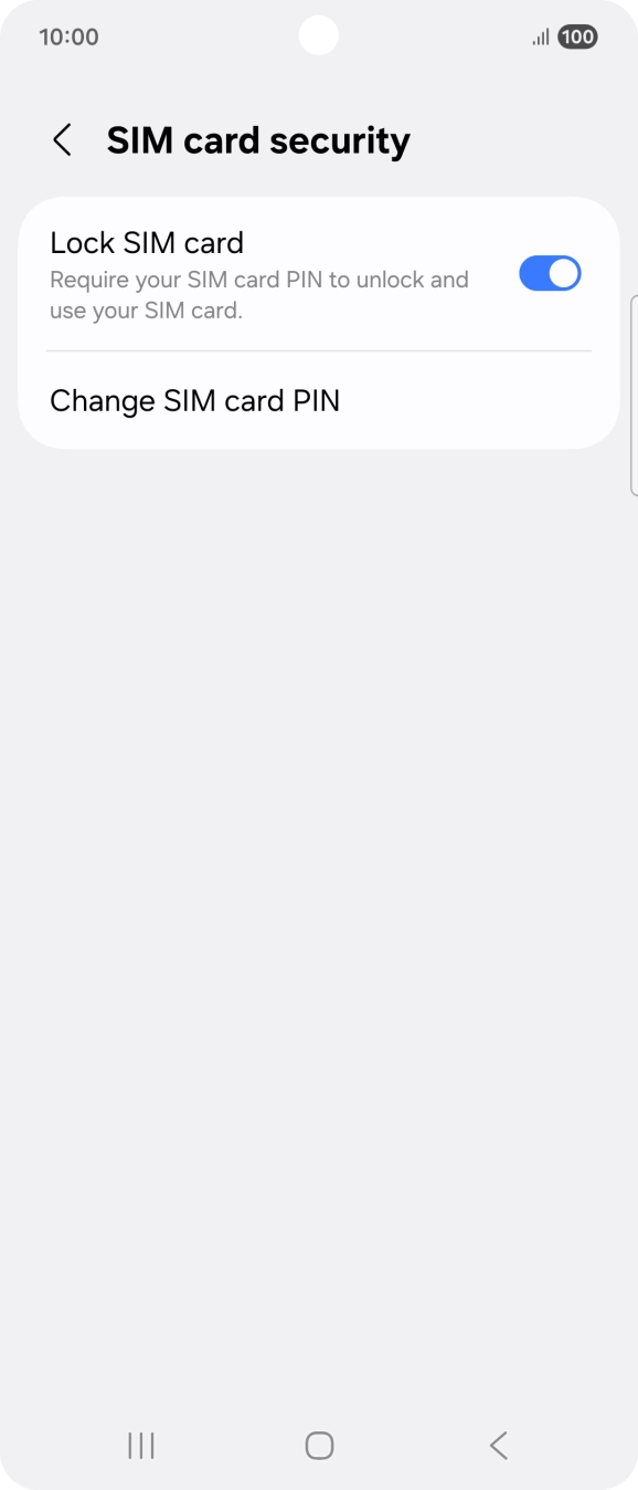 Press the indicator next to 'Lock SIM card' to turn the function on or off.