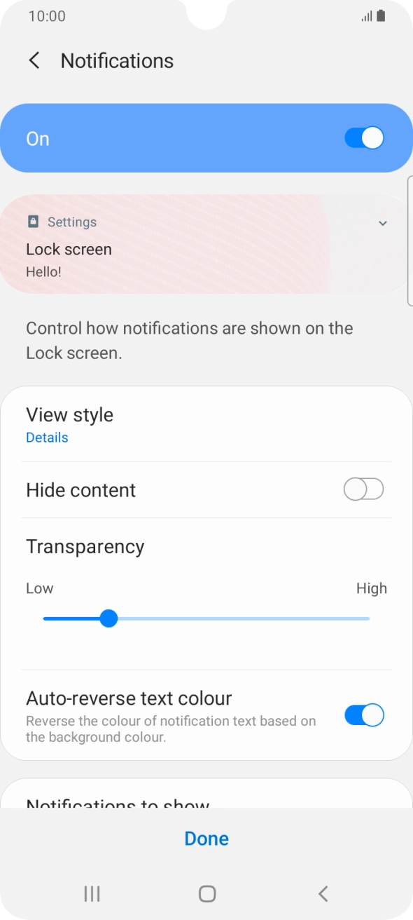 Press the required settings to turn them on or off.