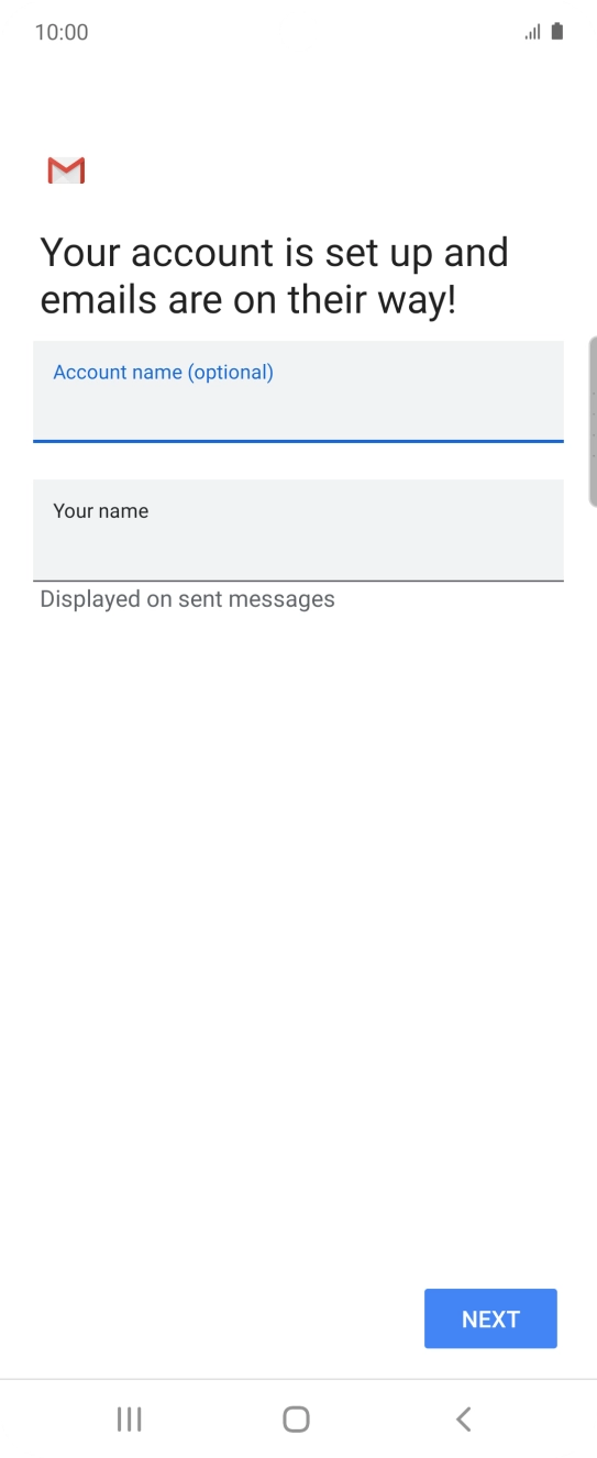 Press the field below 'Your name' and key in the required sender name.