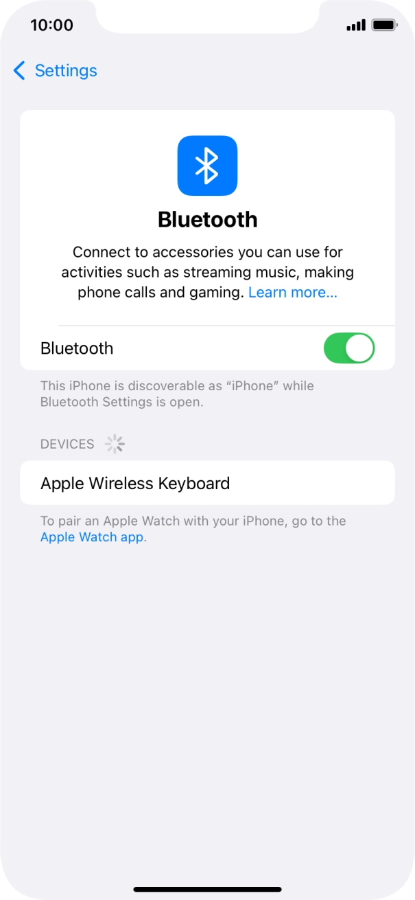 Press the required Bluetooth device and follow the instructions on the screen to pair the device with your phone.