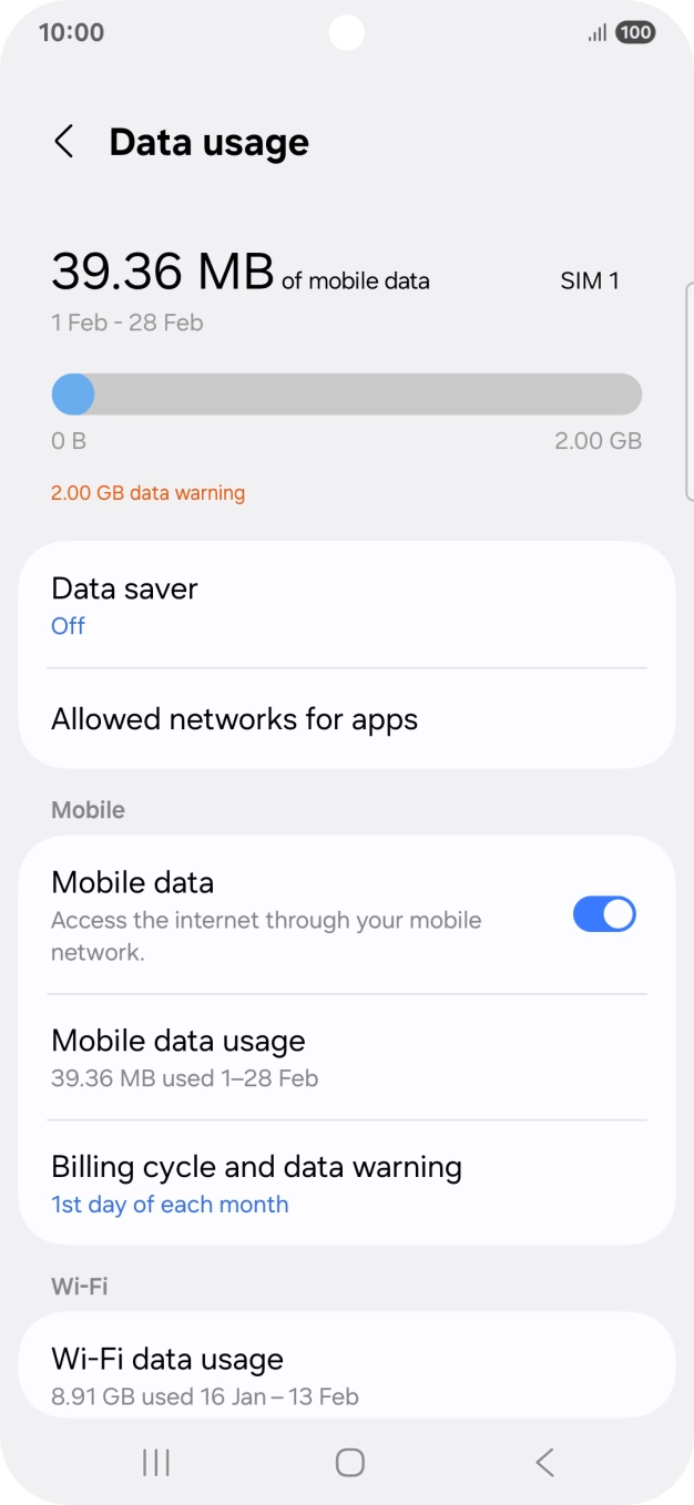 The total data usage is displayed.