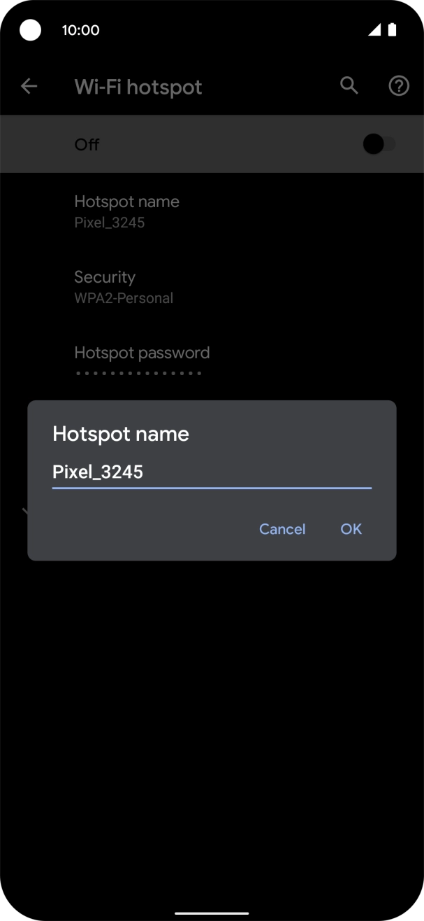 Key in the required WiFi hotspot name and press OK.