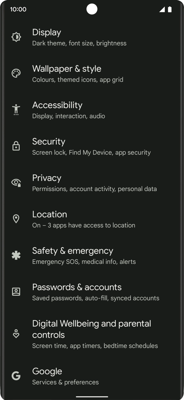 Press Passwords & accounts. Press Passwords & accounts.