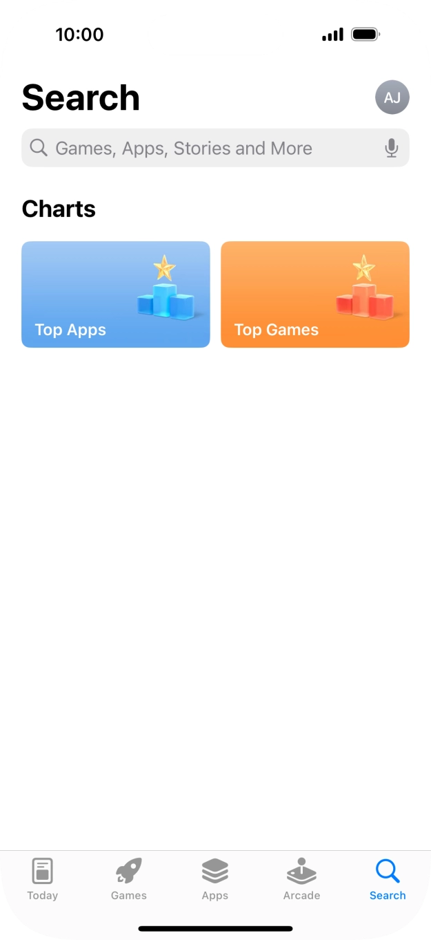 Press the search field and key in the name or subject of the required app.
