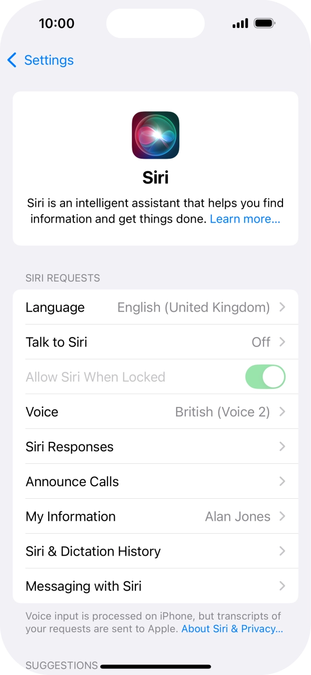 Press the indicator next to 'Allow Siri When Locked' to turn the function on or off.