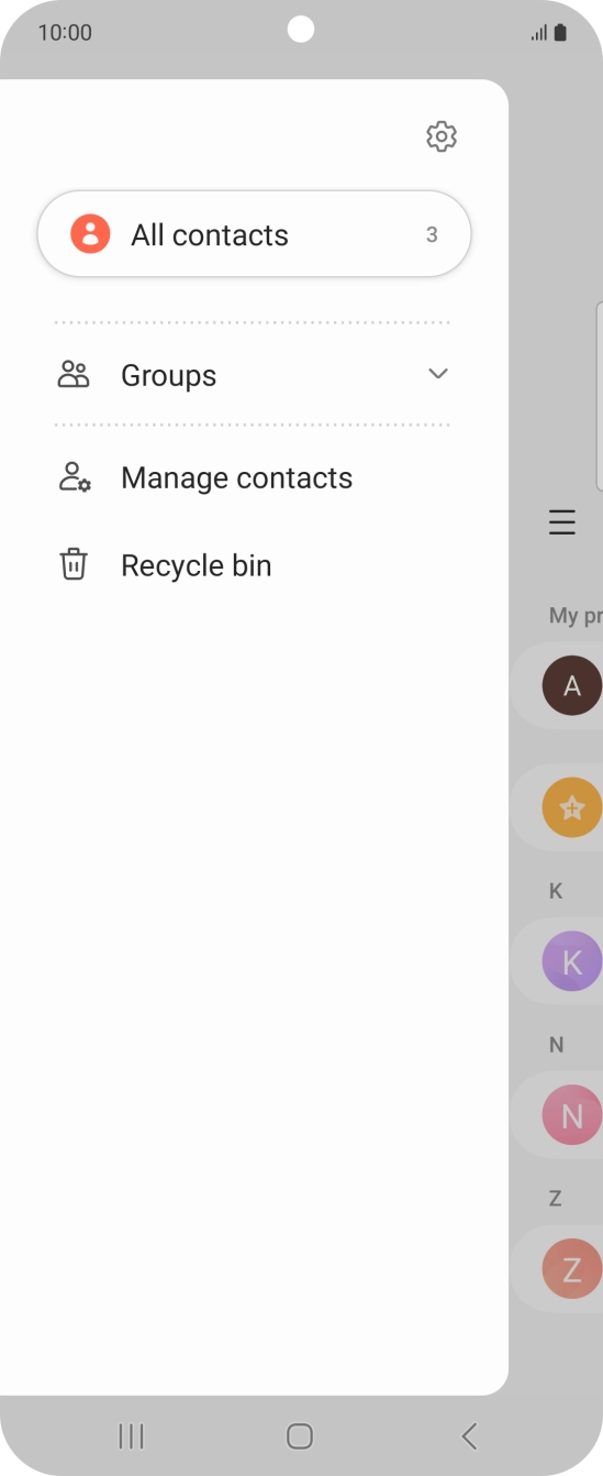 Press Manage contacts. Press Manage contacts.