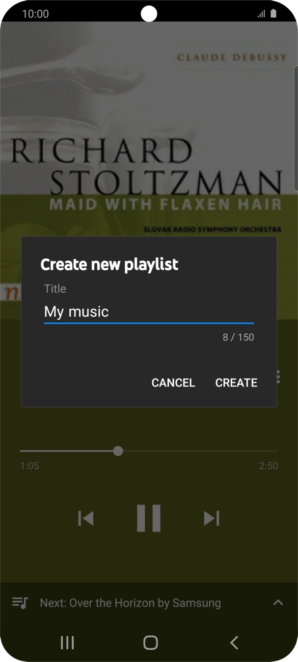 Key in a name for the playlist and press CREATE.