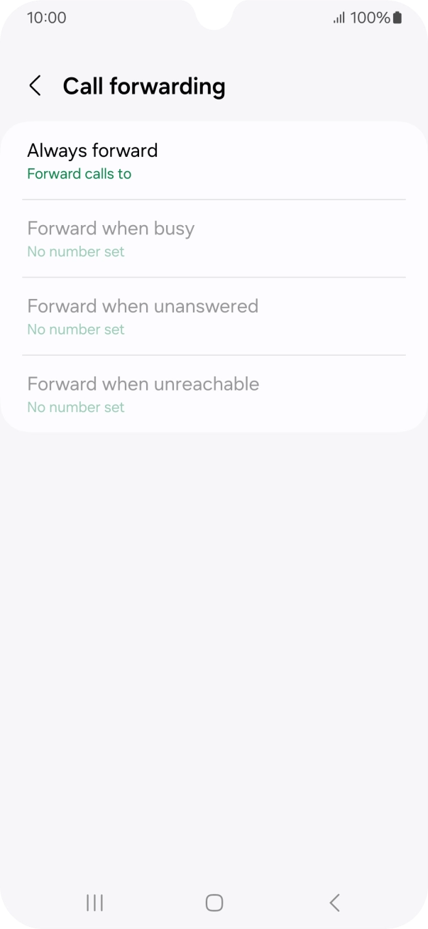 Press the required divert type. Press the required divert type.