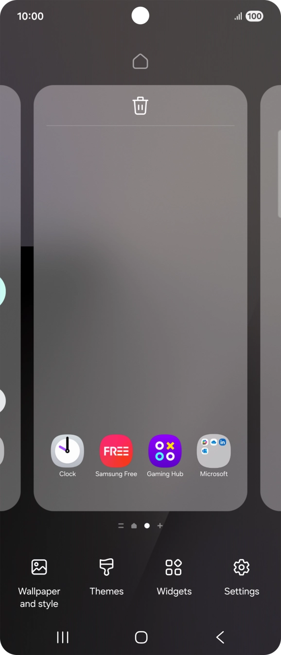 Press the remove icon to remove the home screen page.