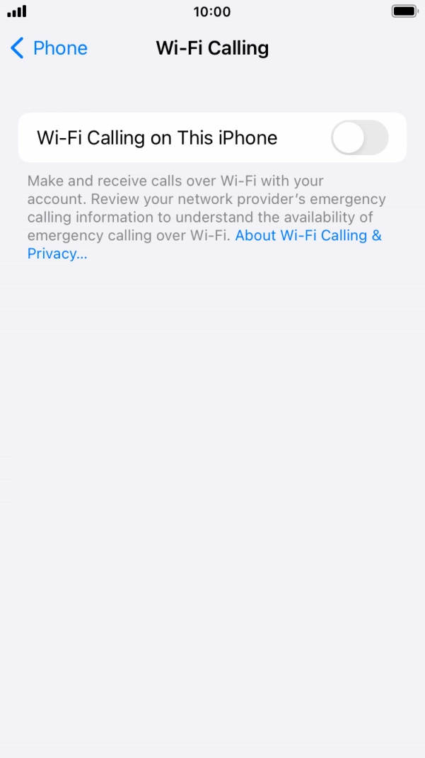 Press the indicator next to 'Wi-Fi Calling on This iPhone' to turn the function on or off.