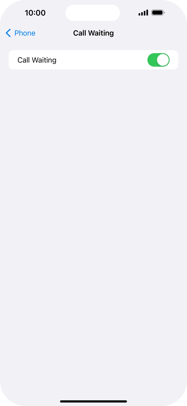 Press the indicator next to 'Call Waiting' to turn the function on or off.