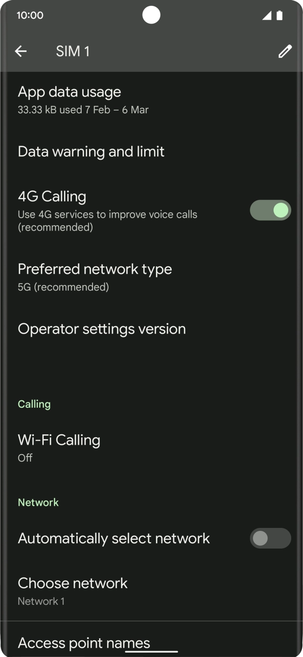 Press the indicator next to 'Automatically select network' to turn on the function. Press the indicator next to 'Automatically select network' to turn on the function.