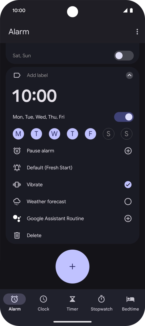 Press the alarm tone icon and follow the instructions on the screen to select the required alarm tone.