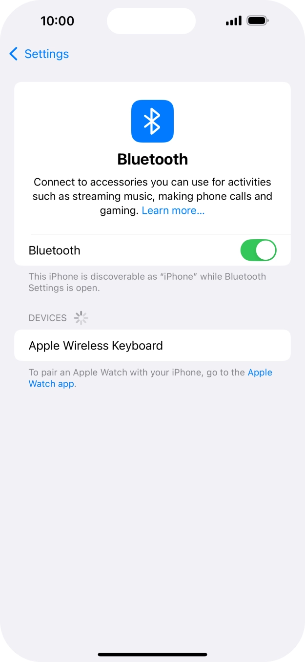 Press the required Bluetooth device and follow the instructions on the screen to pair the device with your phone.