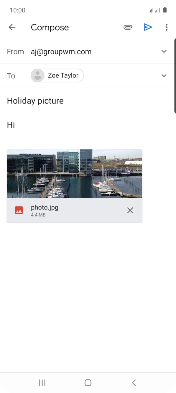 Press the send icon when you've finished your email.