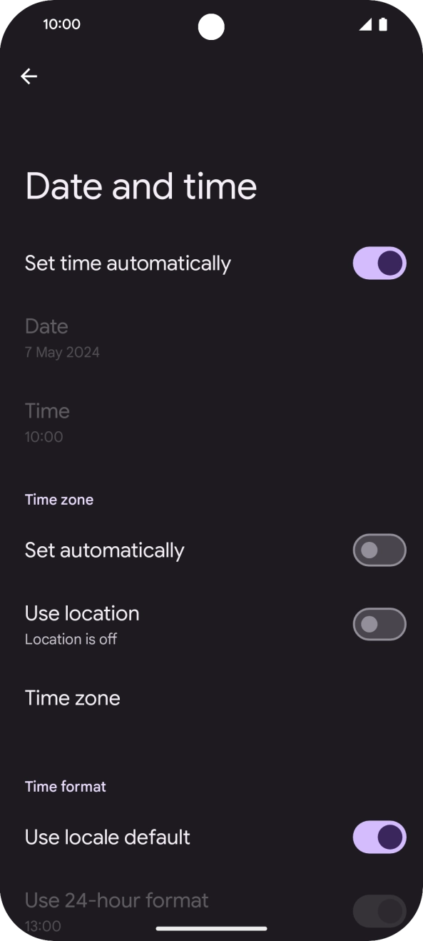 Press the indicator next to 'Set automatically' to turn on the function.