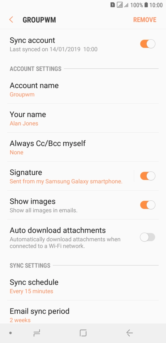 Press the indicator next to 'Sync account' to turn on the function.