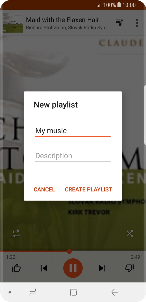 Key in a name for the playlist and press CREATE PLAYLIST.