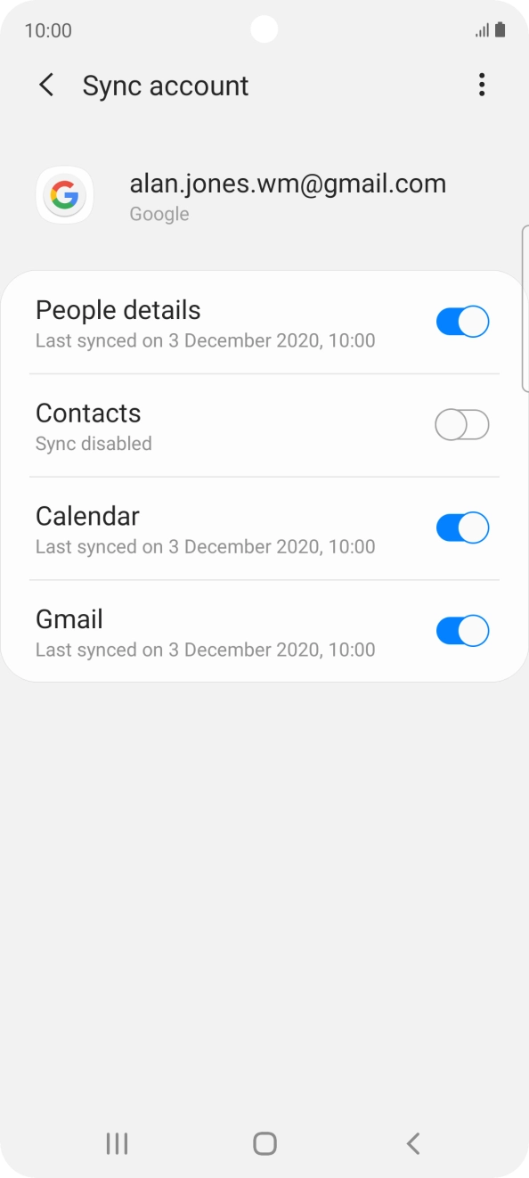 Press the indicator next to 'Contacts' to turn on the function.