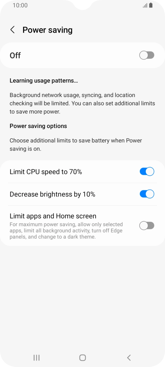 Press the indicators next to the required settings.
