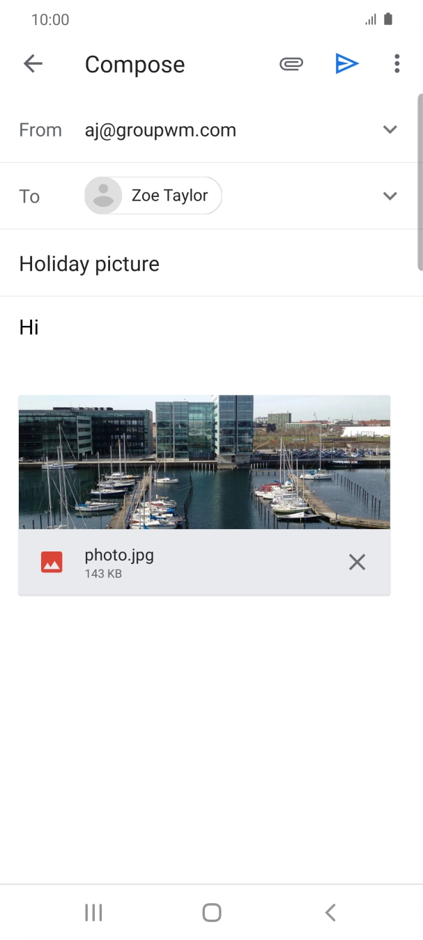 Press the send icon when you've finished your email.