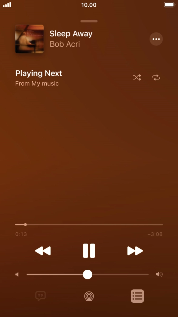 Press the shuffle icon to turn the function on or off. Press the shuffle icon to turn the function on or off.