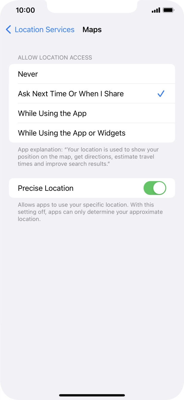 Press the required setting to turn the function on or off. Press the required setting to turn the function on or off.