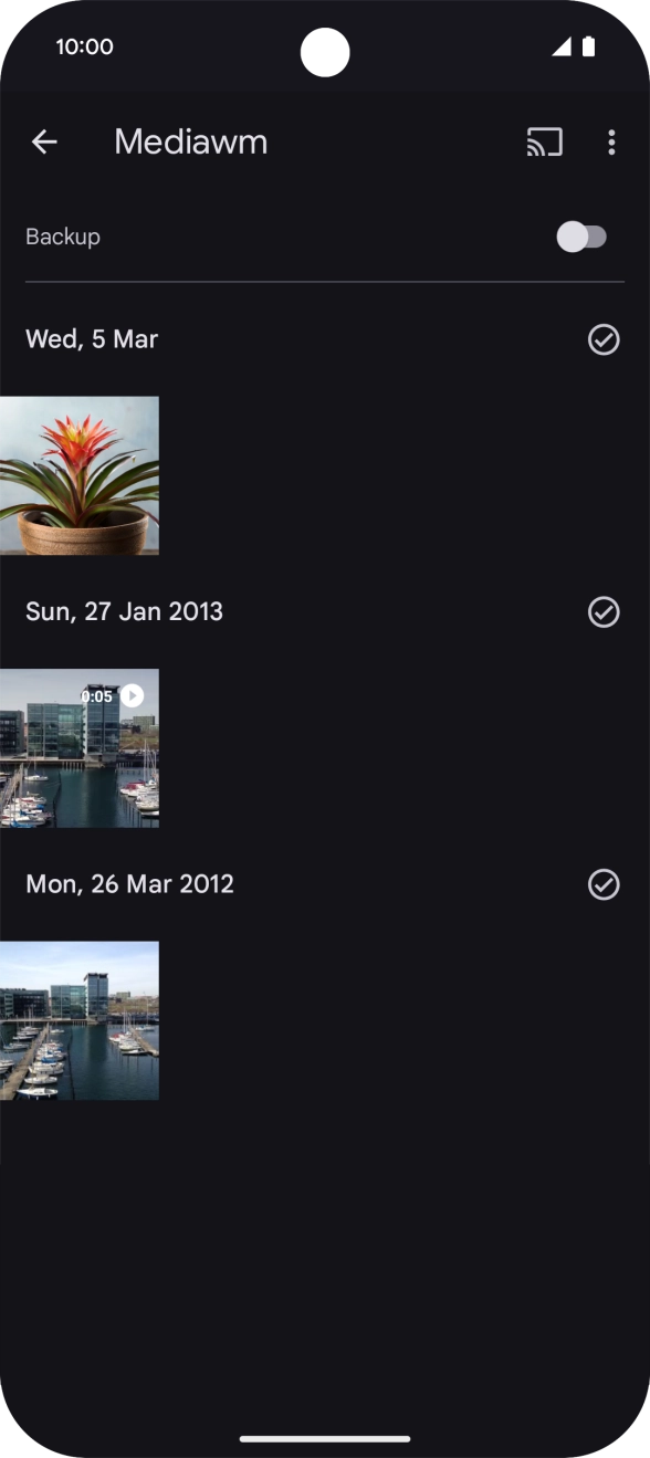 Press and hold any picture or video. Press and hold any picture or video.