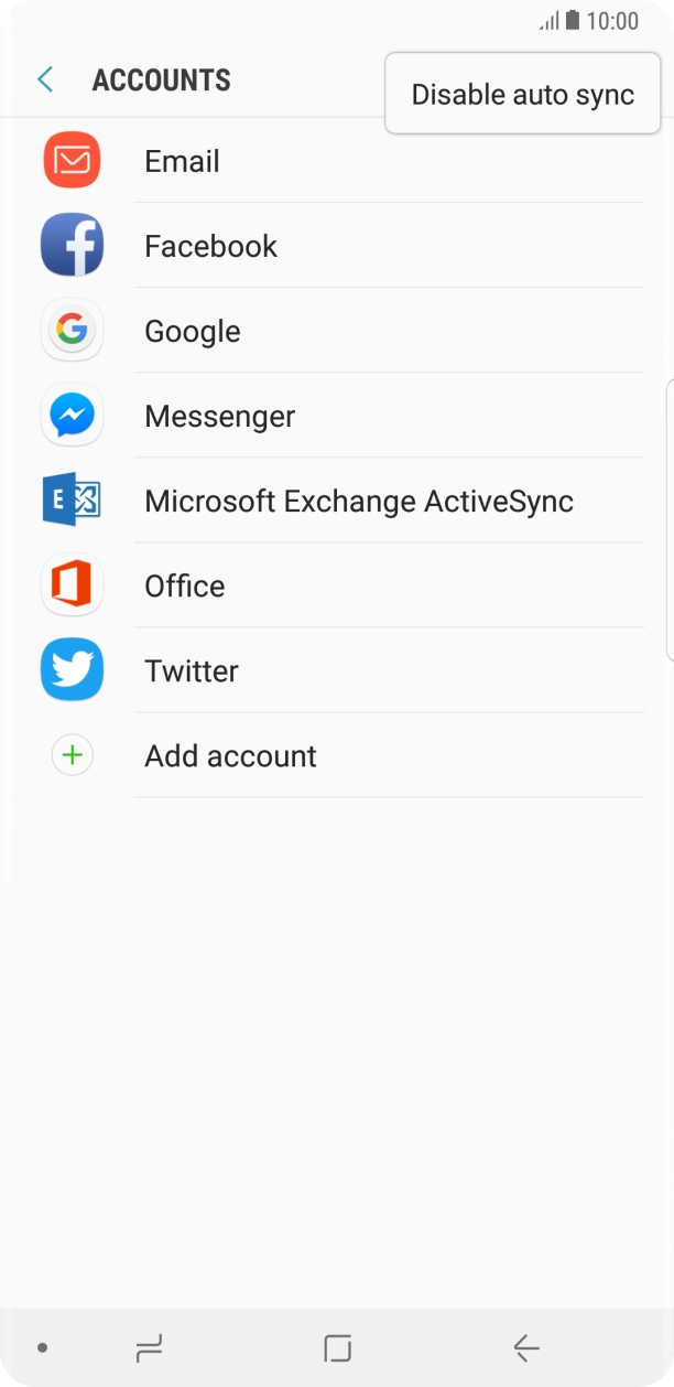 Press Disable auto sync.