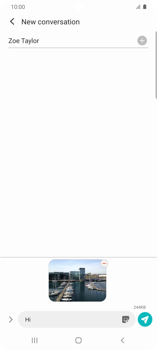 Press the send icon when you've finished your picture message. Press the send icon when you've finished your picture message.