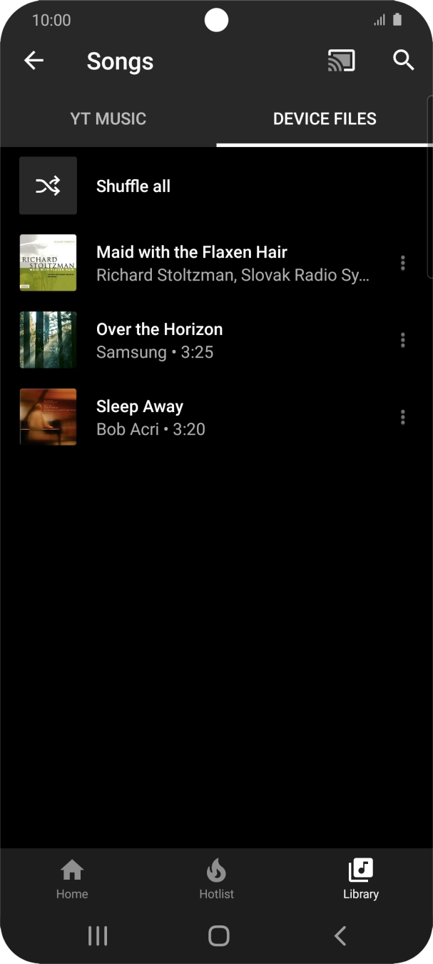 Press the required audio file.