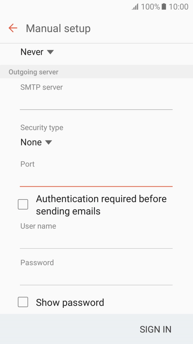 Press Authentication required before sending emails to turn on the function. Press Authentication required before sending emails to turn on the function.