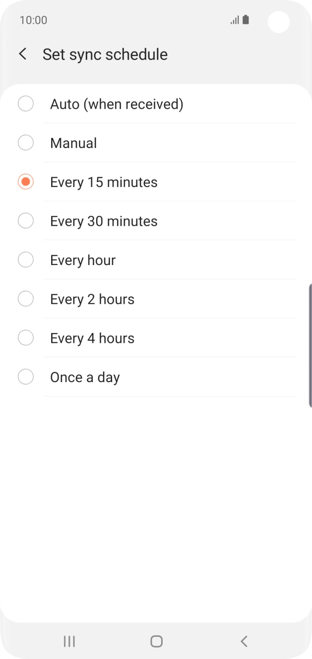 Press the required setting.