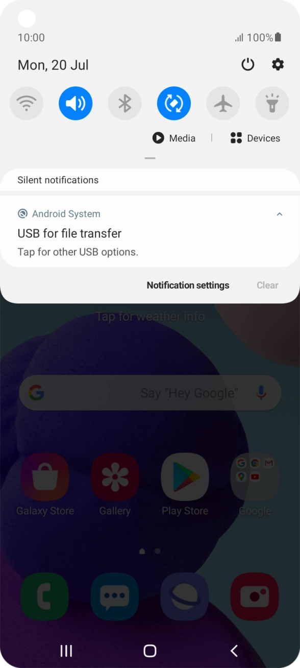 Press Tap for other USB options..