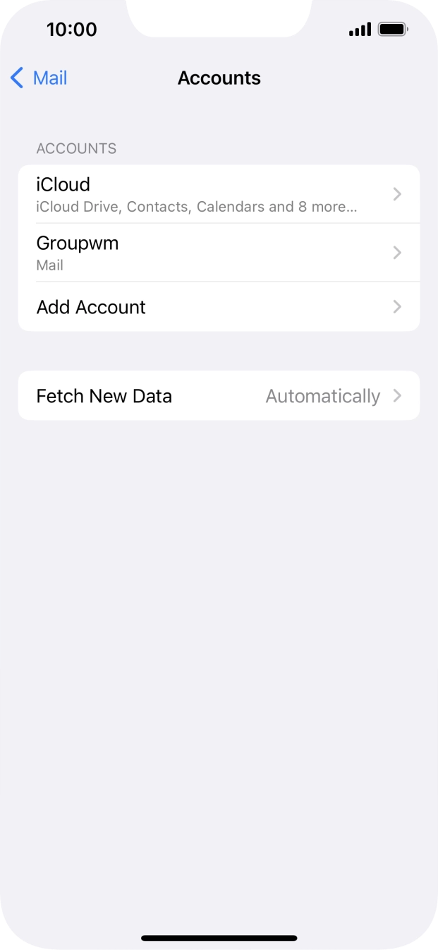 Press the name of the email account you've just set up. Press the name of the email account you've just set up.