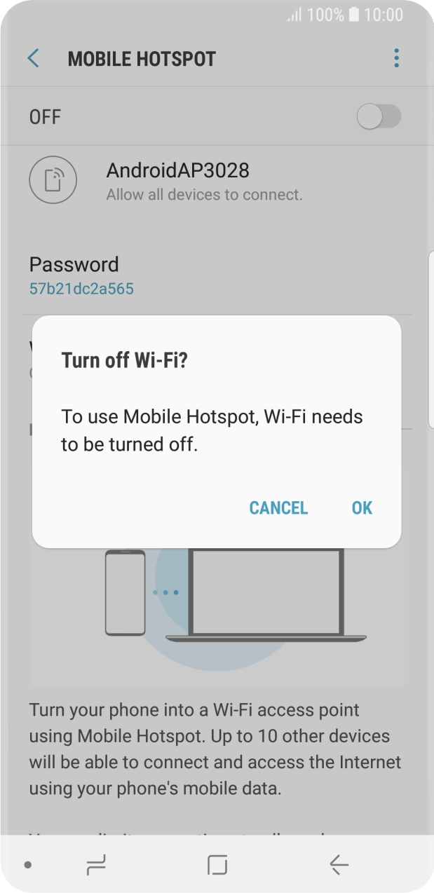 If WiFi is turned on, press OK.