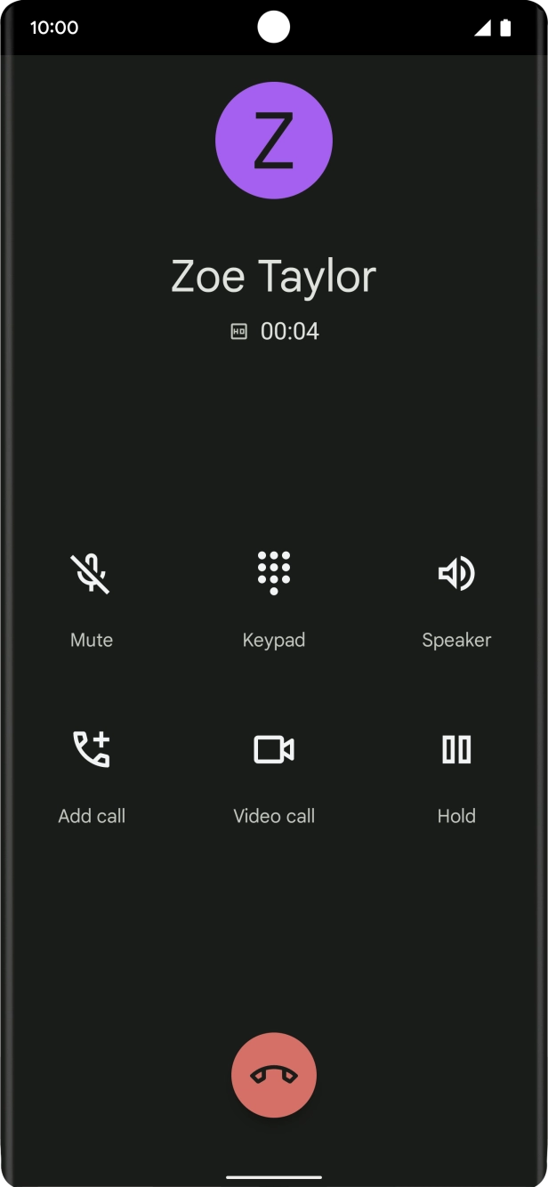 Press the end call icon.