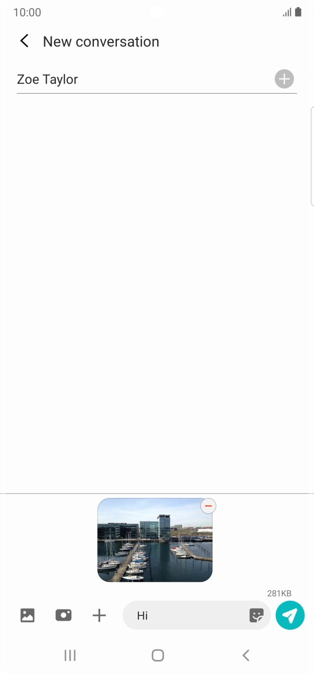 Press the send icon when you've finished your picture message. Press the send icon when you've finished your picture message.