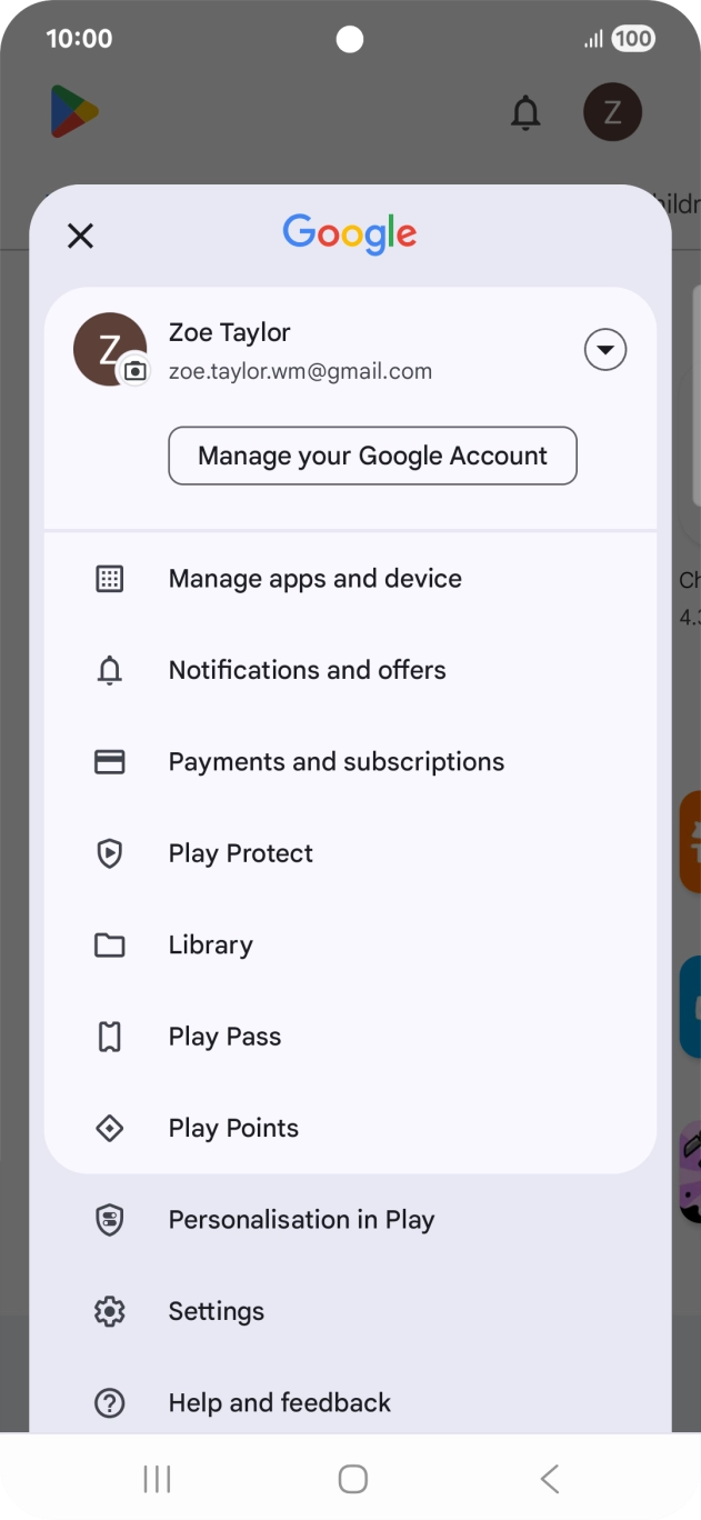 Press Manage apps and device.
