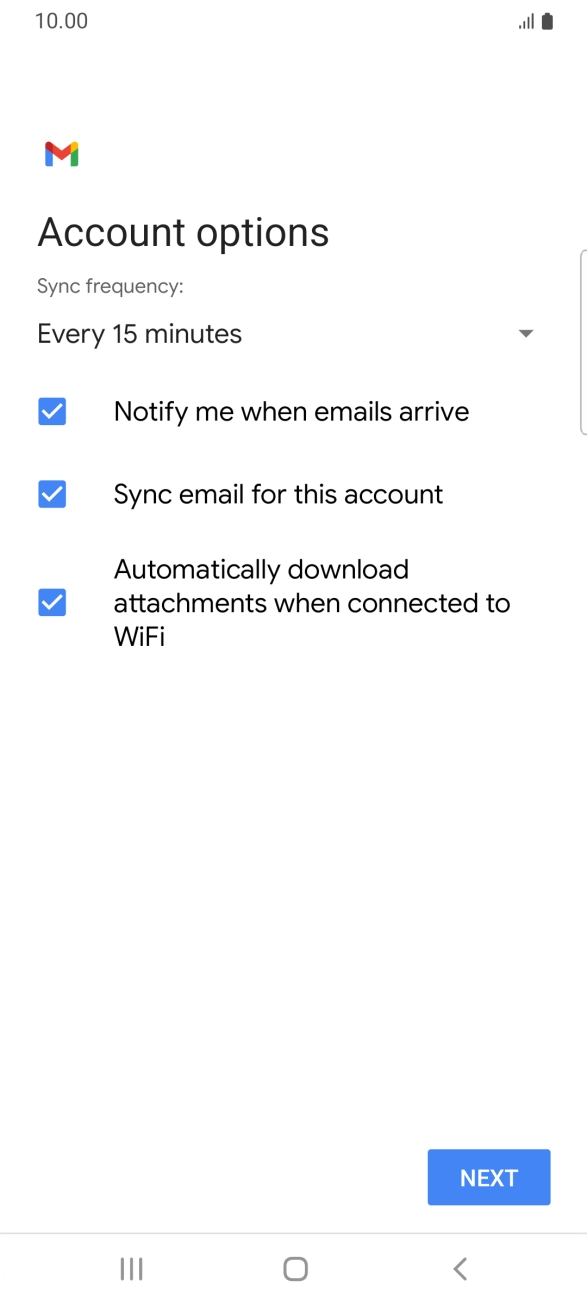 If this screen is displayed, you email account has been recognised and set up automatically. Follow the instructions on the screen to key in more information and finish setting up your phone. If this screen is displayed, you email account has been recognised and set up automatically. Follow the instructions on the screen to key in more information and finish setting up your phone.