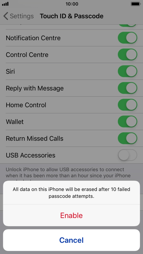 If you turn on the function, press Enable.