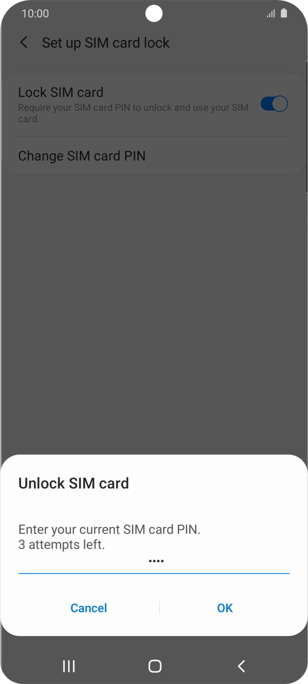 Key in your SIM PIN and press OK. The default SIM PIN is 0000.