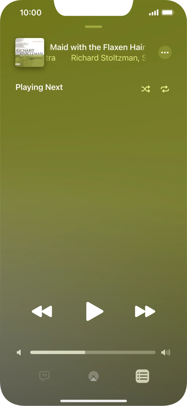 Press the shuffle icon to turn the function on or off. Press the shuffle icon to turn the function on or off.