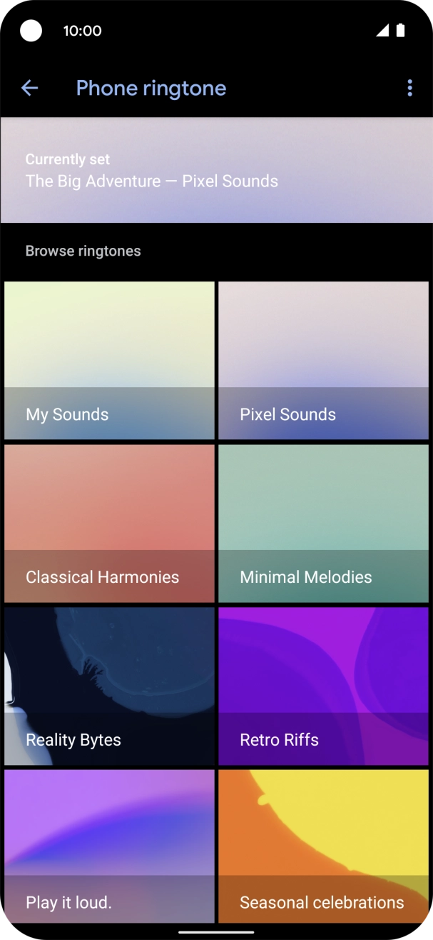 Press the required category.