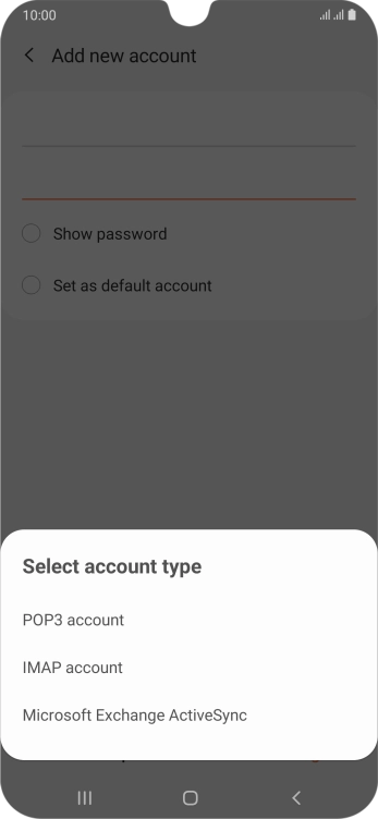 Press IMAP account. Press IMAP account.